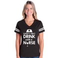 thumbnail image 1 of Womens Safety First Drink With A Nurse Football V-Neck T-Shirt, 1 of 5