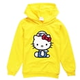thumbnail image 2 of Hello Kitty nueva ropa para niños de algodón puro Color sólido estampado de dibujos animados Sudadera con capucha niñas moda Tops de manga larga para niños, 2 of 5