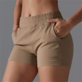 thumbnail image 6 of Womens Yoga Shorts Women’s Elastic Waist Summer Solid Casual With Pockets Outing Shorts Pants,Khaki XL, 6 of 7