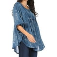 thumbnail image 3 of Sakkas Cleeo Long Wide Tie Dye Lace Embroidered Sequin Poncho Blouse Top Cover Up - Ink Blue - One Size, 3 of 5