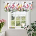 thumbnail image 3 of Valances for Windows Watercolor Pastoral Tulips Butterfly Rod Pocket Short Curtain for Bathroom Living Room Bedroom Spring Colorful Flower 1 Panel 54x18in, 3 of 9