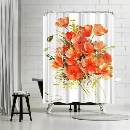 Americanflat Flowers Orange Shower Curtain Walmart Com