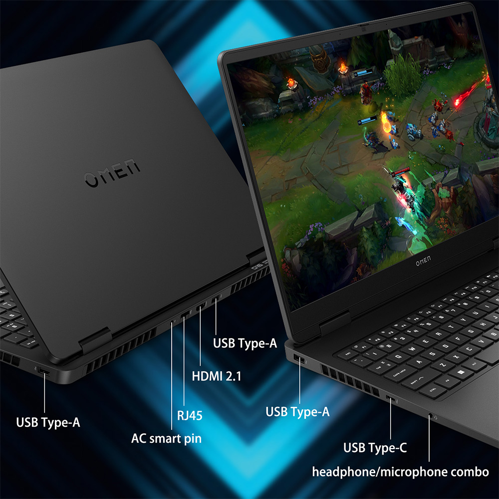 HP Omen 16" FHD+ 144Hz Gaming Laptop, Intel Ultra 7 255H, NVIDIA RTX 5060, 16GB RAM, 1TB SSD, Black
