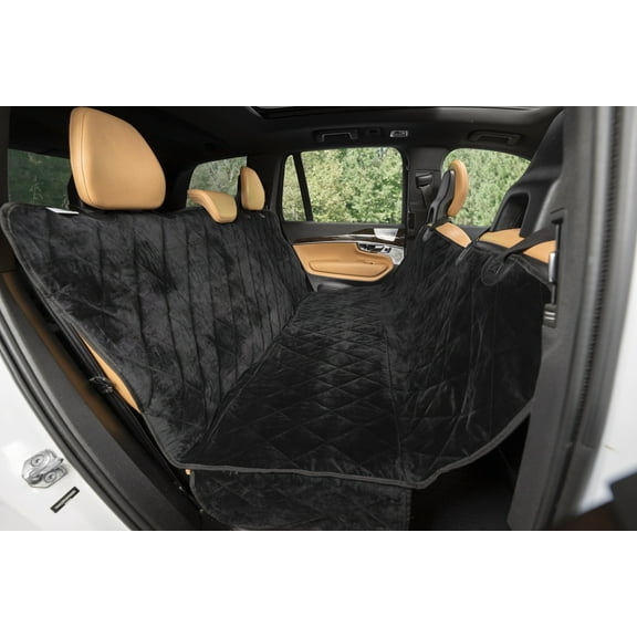 Plush Paws Products Velvet Rear Car Seat Protector w/ Hammock | Washable & Waterproof Back Seat Dog Cover for Car, Truck, & SUV | Nonslip, Tear Resistant Pet Seat Cover | Regular Charcoal