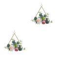 thumbnail image 4 of VONKY Metal Ring Hoop Wreath Garland With Realistic Artificial Roses Timeless Beauty Artificial Rose Flowers Artificial Flower Y892trilateral 2Set, 4 of 6