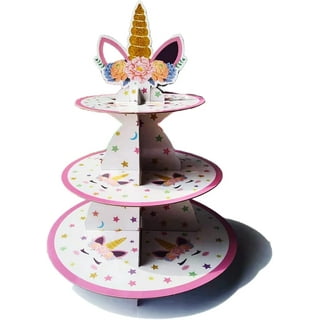 3 Tier Unicorn Cupcake Stand Party Decorations Rainbow Unicorn Birthday  Cupcake Holder Unicorn Theme Dessert Tower for Kids Unicorn Party Baby  Shower