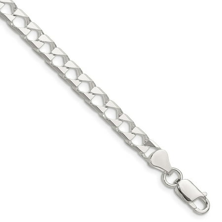Auriga Fine Jewelry 925 Sterling Silver Polished and D/C 5.75mm Flat Curb Link 7inch Chain Bracelet for Men
