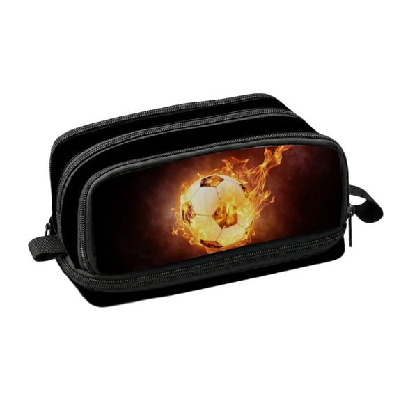 JOGZMZ Six-Layer Large Capacity Pencil Case with Soccer Print Multi-Layer Pen Organizer Stationery Bag