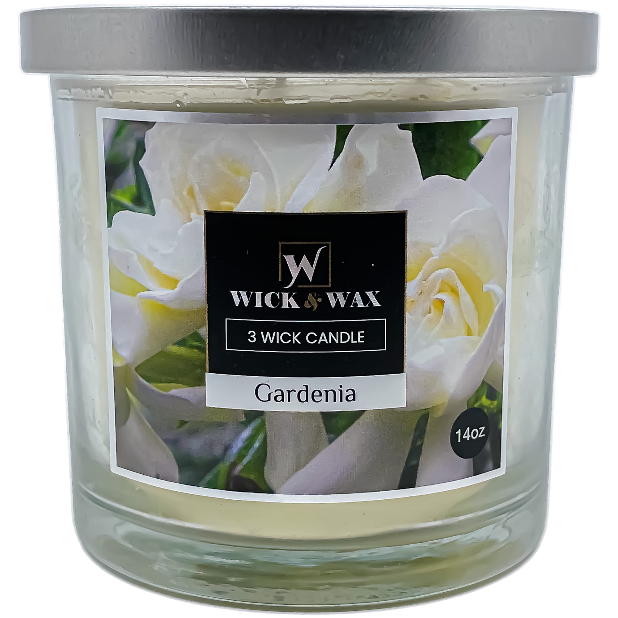 VeZee's 3 Wick 14 oz Gardenia Scented Jar Candles by Wick & Wax, Lift your spirits with the refreshing, pleasant fragrance:2 Jars