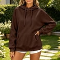 thumbnail image 4 of Women's Pullover Hoodie, Solid Long Sleeve Sweatshirt with Drawstring Hood and Kangaroo Pocket, 4 of 4