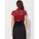 thumbnail image 4 of Satén Shrug Bolero Cap Sleeve Business Open Front Crop Cardigan para mujer borgoña M, 4 of 5