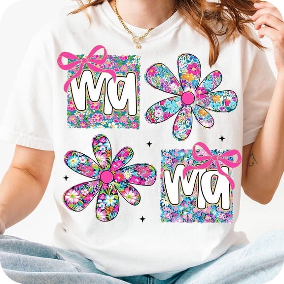 Floral Mama T-Shirt, Coquette Flower Mom Tee, Retro Preppy Mama Shirt, Cute Mother’s Day Gift, Groovy Floral Mom Tee