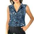 thumbnail image 2 of GXIPO Womens Sleeveless Button Down Shirt Classic Collared Blouse Basic Tank Tops Work Office Chiffon Tops Blue S, 2 of 6