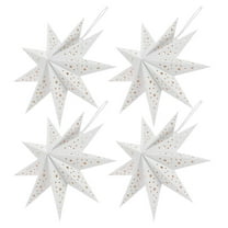 RENACLIPY Foldable Nine Pointed Paper Star Lanterns White for Christmas 4Pcs