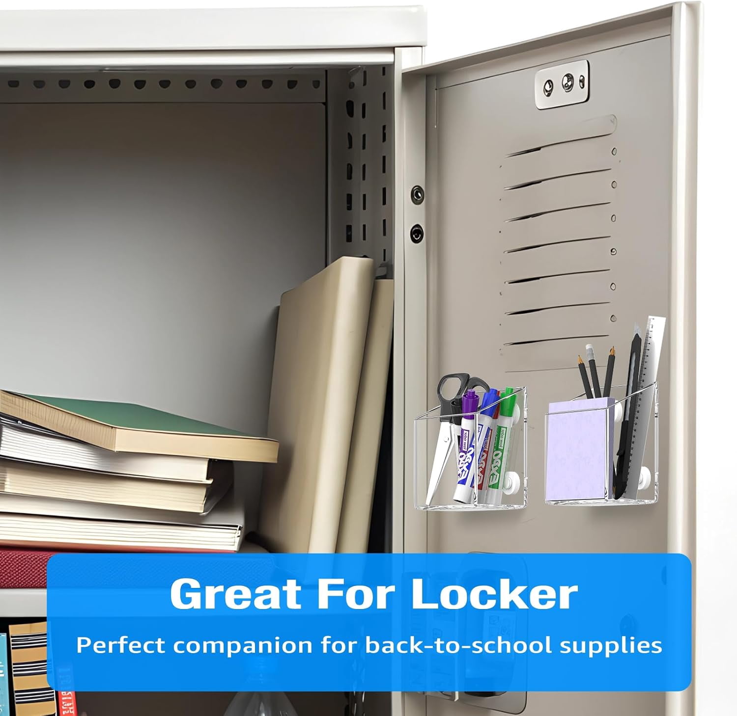 2 Pack Magnetic Marker Holder, Clear Acrylic Pen Pencil Storage Cup Organizer for Whiteboard, Refrigerator, Locker, or Any Iron-containing Metal Surfaces