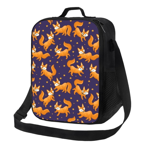 Disketp Stars and Fox Cute Bolsa Térmica Estampada para Almuerzo, Lonchera para Hombres y Mujeres Adultos