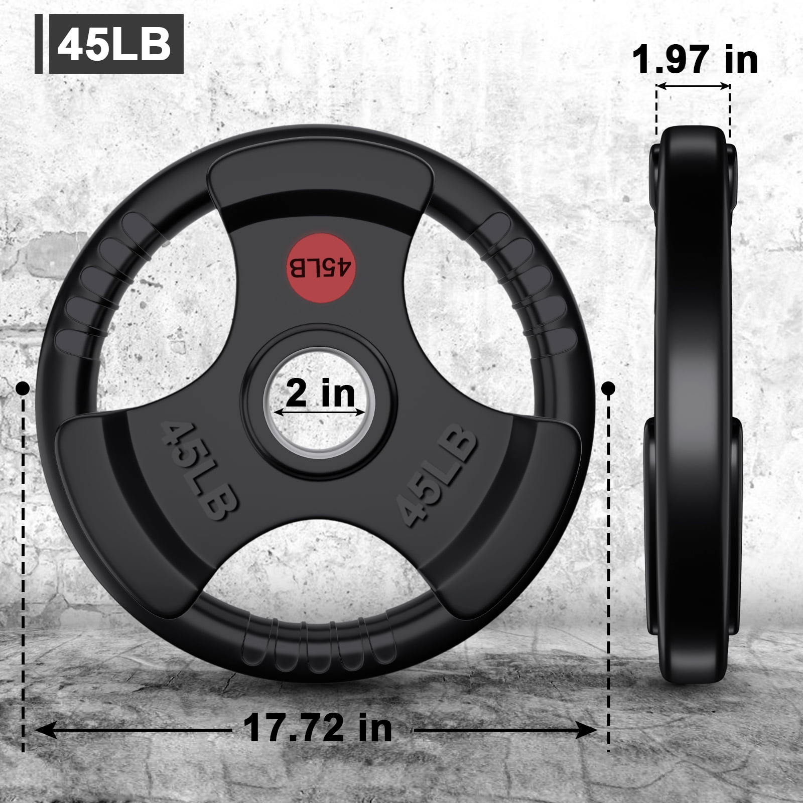 GIKPAL 180lbs set Weight Plates 2 Inch Rubber Coated Olympic Weight Plate for Weightlifting in Home Gym, Solid Cast Iron Bumper Plates for Barbell