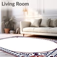 thumbnail image 2 of ODIKA 6'x9' Machine Washable Non-Slip Area Rug, Heritage Scrollwork with Stylized Fleur and Mosaic Accents High Traffic Rug with Pad, Blue, 588918, 2 of 8