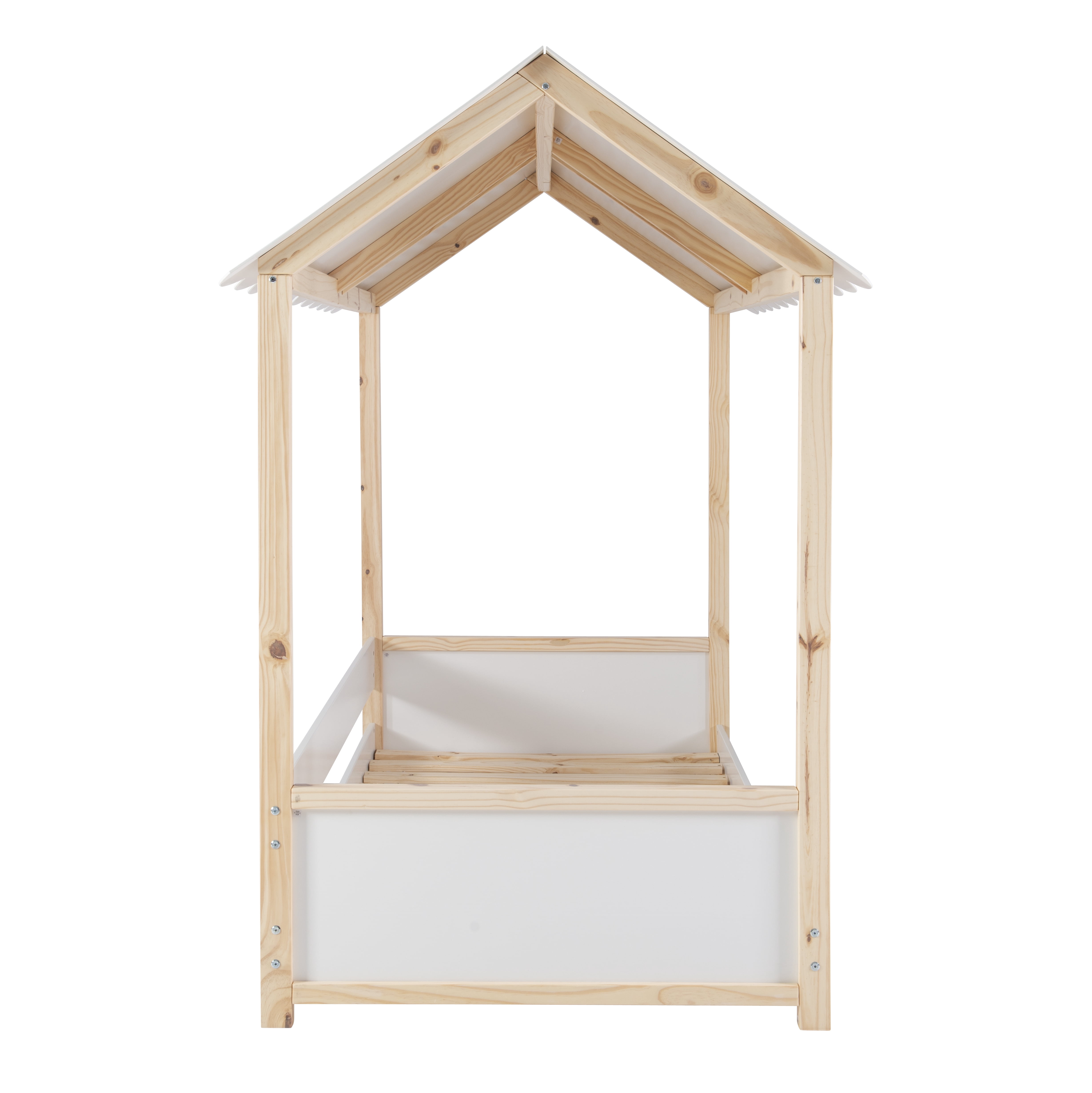 Powell Allyson Kid's Playhouse Bed with Adjustable Canopy, Twin, White