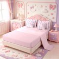thumbnail image 3 of Manfei Pink Lines Print 7 Pieces Full Size Bedding Sets,Cute Coquette Bow Full Size Bed in a Bag,Pink Reversible, 3 of 7