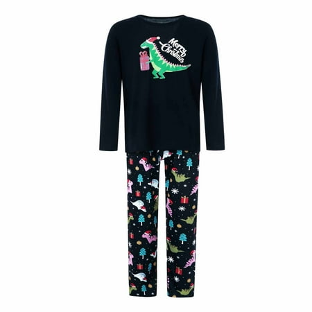 

JUNBYONE Family Outfits Matching Sets Party Pajamas Family Xmas Raglan Shirt Holiday Loungewear