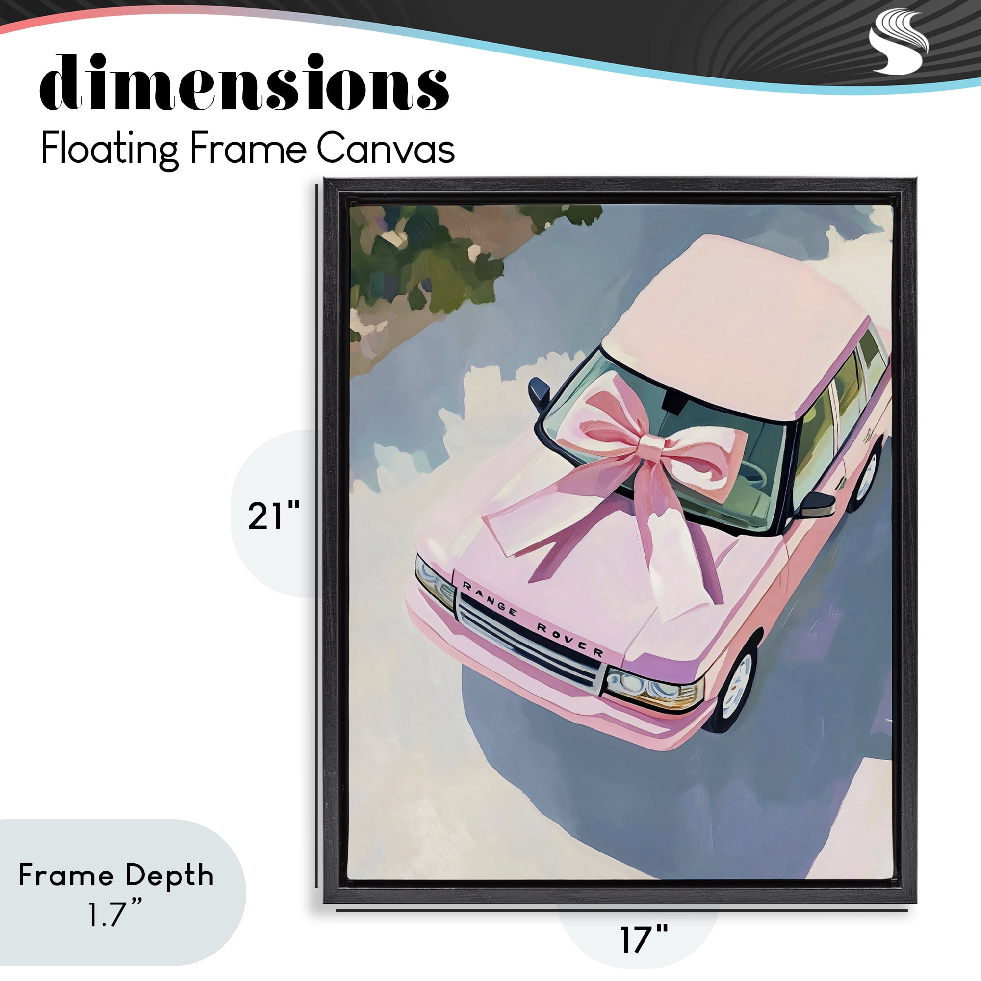 Stupell Industries Pink Luxury Rover with Ribbon Black Framed Floater Canvas Wall Art, design by The Prints Vibe