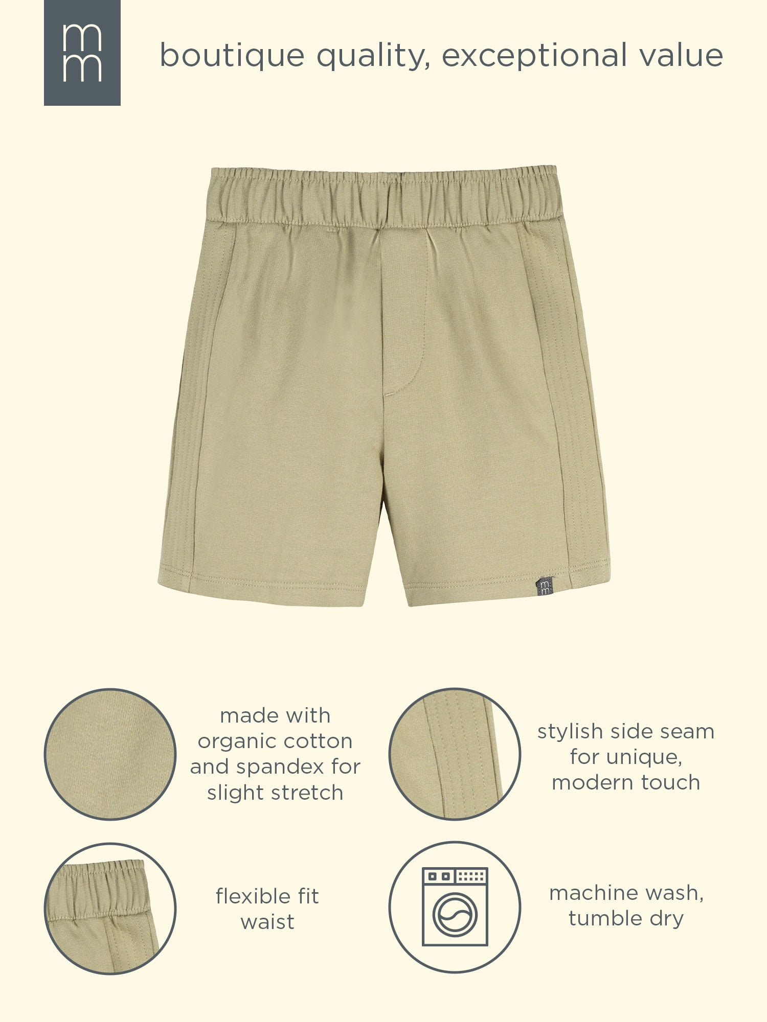 Modern Moments by Gerber Baby and Toddler Boy Organic Seamed Shorts, Sizes 0/3 Months - 5T