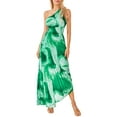 thumbnail image 2 of Faithtur Robe Longue pour Femmes, Robe d'Été Sans Manches à une Épaule Plissée Imprimé Teinture sur Nœuds Robe de Vacances, 2 of 9
