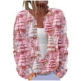 thumbnail image 2 of Homenesgenics Cardigans for Women Plus Sizes Women's Cardigan Long Sleeve Christmas Knit Sweaters Solid Color Casual Jacket Pink XXXXL, 2 of 5