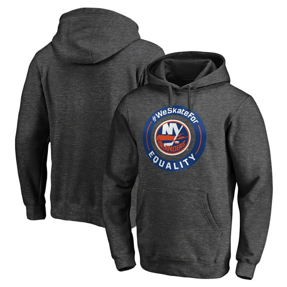 Men's Heather Gray New York Islanders #WeSkateFor Pullover Hoodie