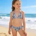 thumbnail image 2 of vigerkar Girl's Halter Bikini Set Triangle Top String Swimwear Two Piece Swimsuits Cheeky Bathing Suit (Navy, 11-12 Years), 2 of 9