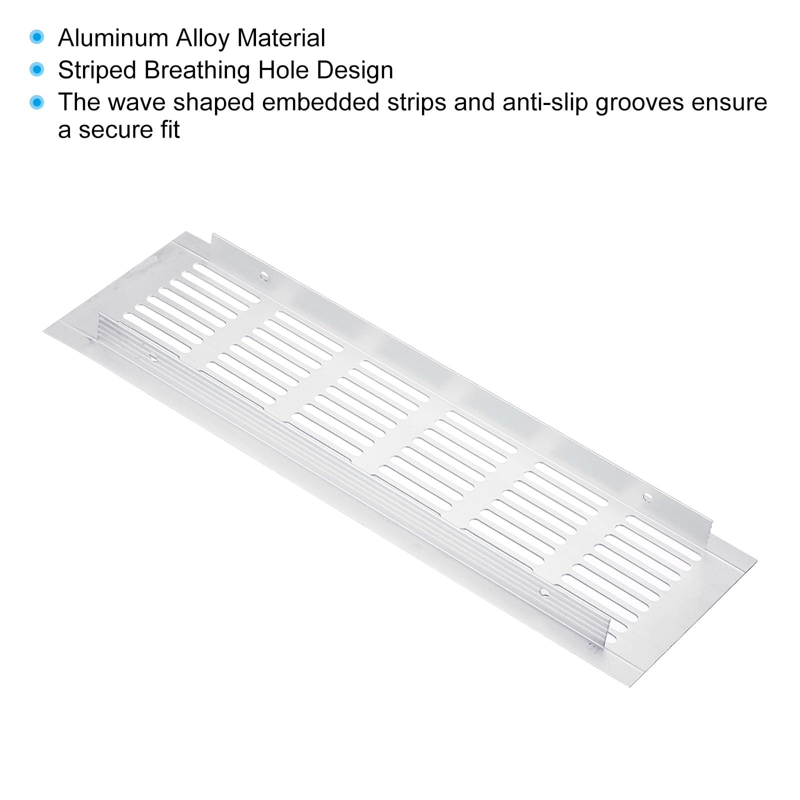 Uxcell 10"x3" Rectangle Air Vent Cover 2pcs Door Grille Ventilation Cover Louvered with Screws for Cabinet Silver Tone