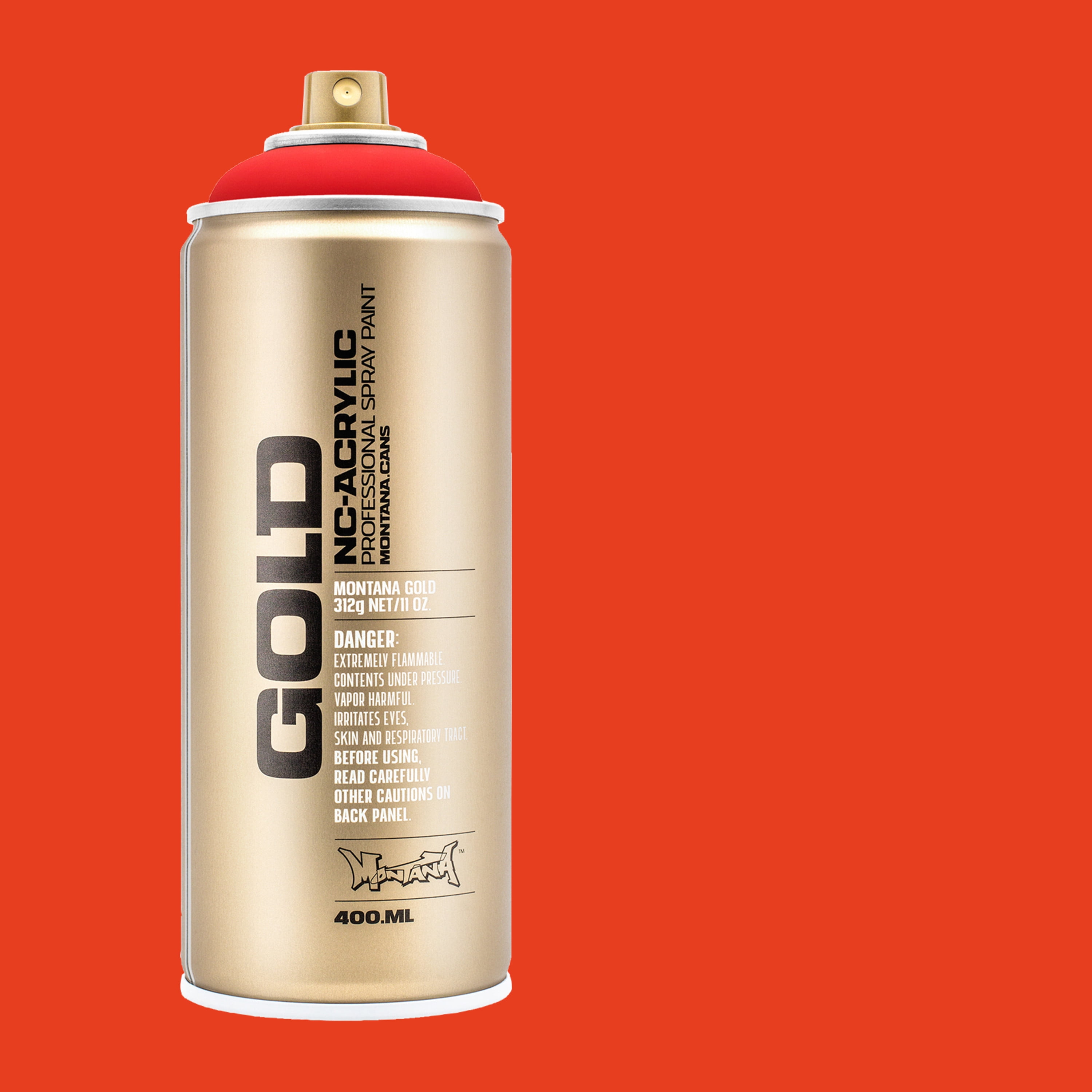 Montana Cans GOLD Spray Paint, 400ml, Fluorescent, Fire Red