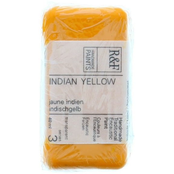 R&F Handmade Paints Encaustic Paint Cake, 40ml, Indian Yellow