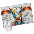 thumbnail image 6 of Rustic Colorful Cow Bathroom Rug Washable 2x3 Entryway Rug Non Slip Modern Oil Abstract Painting Animals Front Door Mat Low Pile Indoor Doormat Throw Floor Carpet for Kitchen Bedroom Entrance, 6 of 8