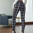 thumbnail image 5 of gbyLJF Women's Casual Skinny Leggings Stretchy High Waisted Work Pants Trendy Plaid Print Trousers Stretchy Slim Fit, 5 of 6
