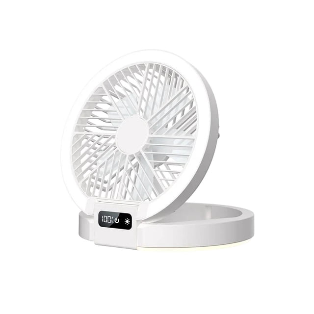 PUREKKI Home Desk Fan Dormitory Camping Digital Display Super-thin Mini Fan Foldable Small Night Light Bracket Fan