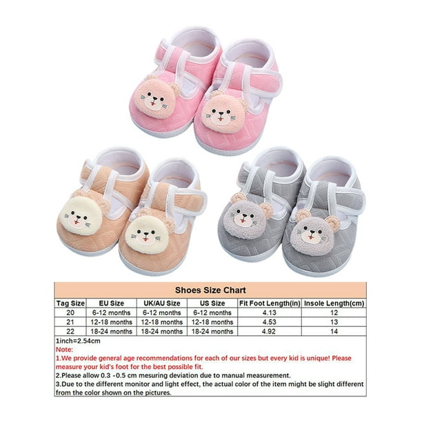 Baby shoe size store 0.5 in months