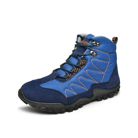 

Rotosw Mens Hiking Boot Plush Lined Warm Booties Lace Up Snow Boots Men Sneakers Lightweight Faux Fur Winter Shoes Blue 9