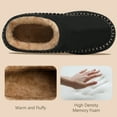 thumbnail image 4 of HOMEHOT Mens Slippers Men's Memory Foam House Slippers Warm Fuzzy Moccasin Slippers Indoor Outdoor House Shoes Anti slip Slippers for Men​ Black 11, 4 of 6