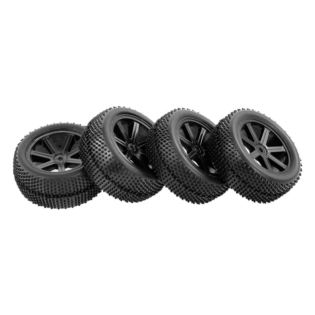 Neumático delantero y trasero de 4 piezas, con llanta para coche todoterreno 1/10 ZD Racing Negro
