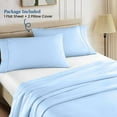 thumbnail image 5 of 700 Thread Count 100% Egyptian Cotton 3-Piece Flat Sheet (1 Flat + 2 Pillow Covers) Size Full Color Sky Blue Solid, 5 of 5