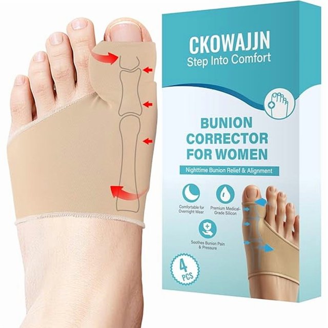 wonima44 4Pcs Bunion Corrector for Women Big Toe, Big Toe Separators Non-Slip & Washable, Toes Straightener, Hallux Valgus Pain Relief Bunions Correction with Splint & Pads