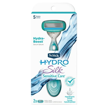 Schick Hydro Silk Sensitive Care Women's Razor - 1 Razor Handle Plus 2 Refill Razor Blades