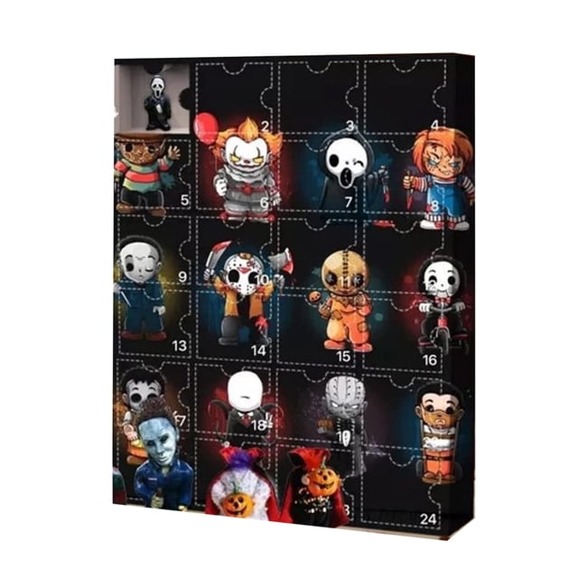 El calendario de llegada de muñecas de Halloween contiene 24 regalos, el calendario de llegada de personajes terroristas de halloween, el calendario de cuenta atrás de Halloween y los juguetes