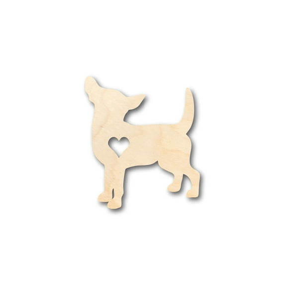 Unfinished Wooden Dog with Heart Silhoutte - Craft- up to 24 DIY