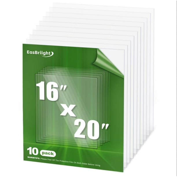 Láminas de plexiglás para mascotas y plástico EasBright, paquete de 10 unidades, 16 x 20 cm, 1 mm de grosor