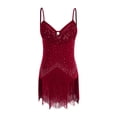 thumbnail image 3 of Jizyo Robe de Danse Salsa Latin pour Femmes Bretelles Spaghetti Robe de Danse Costume de Danse Salsa de Salon Bourgogne G, 3 of 6