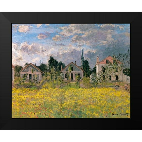Monet, Claude 14x12 Black Modern Framed Museum Art Print Titled - Houses at Edge of Field 1873