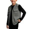 thumbnail image 5 of Yeglea Kids Boys Girls 5-13 Years Cargo Vest Full Zip V-Neck Multi-Pocket Hiking Outdoor Sleeveless Outerwear Vests for Camping Fall Winter Army Green,5-6 Years, 5 of 7